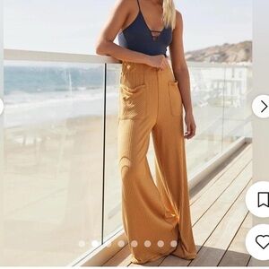 Free People Movement Wide Leg Ribbed High Waist Trouser Pants